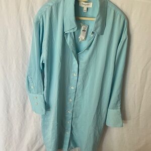 Banana Republic: Light Blue Button-Up Dress Shirt Dress- L